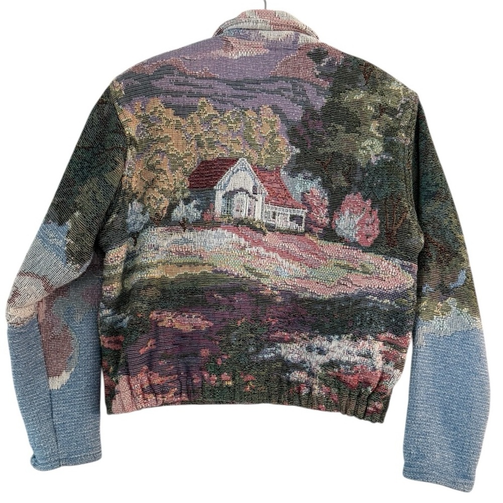 PAINTED PONY Vintage Tapesty Blanket Cropped Jacket Country Cottage Size M - Picture 6 of 15